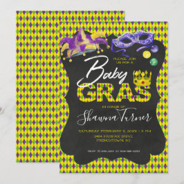 Invitación Ducha de bebé de Mardi Gras