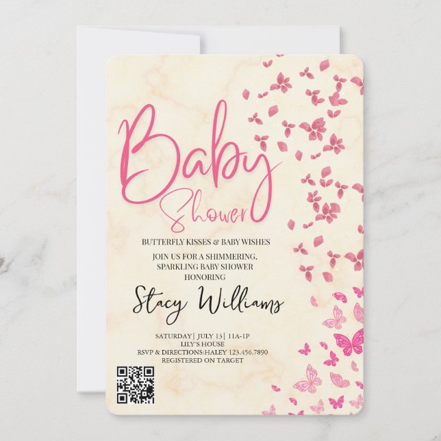 Invitación Ducha de Bebe de Mariposa (Anverso)