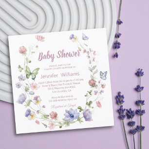 Invitación Ducha de bebé de mariposa de jardín de primavera y
