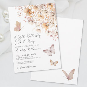 Invitación Ducha de bebé de mariposa silvestre boho