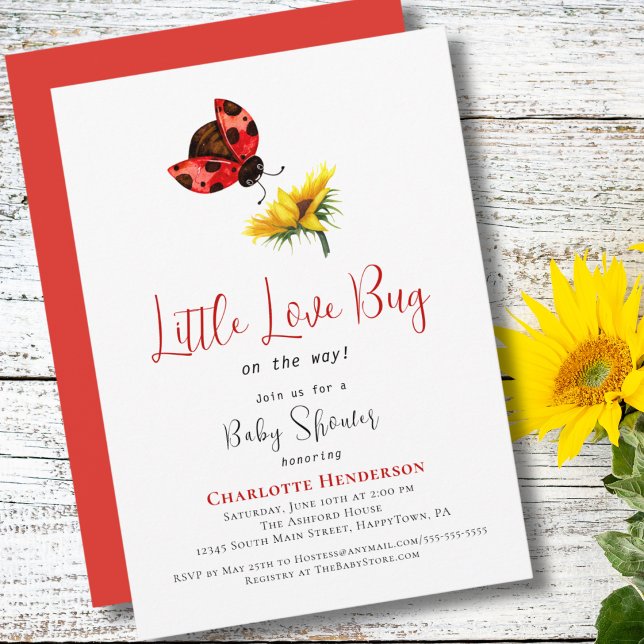 Invitación Ducha de bebé de mariquita, tema de pequeño bicho  (Subido por el creador)