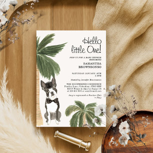 Invitación Ducha de bebé de mascota niño rústico perro Boston