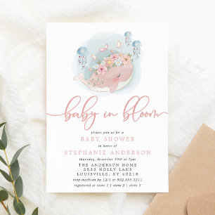 Invitación Ducha de bebé de medusa ballena rosa náutica en fl