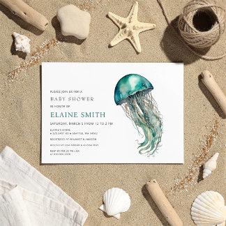 Invitación ducha de bebé de medusas bajo el mar linda