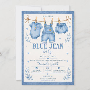 Invitación Ducha de bebé de mezclilla azul ropa de bebé