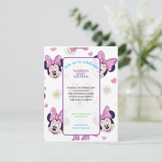 Invitación Ducha de Bebé de Mickey Mouse de Lunares (Anverso de pie)