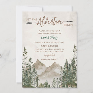 Invitación Ducha de bebé de montaña de pino de aventura