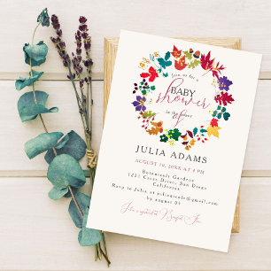 Invitación Ducha de bebé de mostaza primaveral y prado púrpur