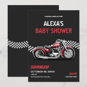 Invitación Ducha de bebé de moto clásica
