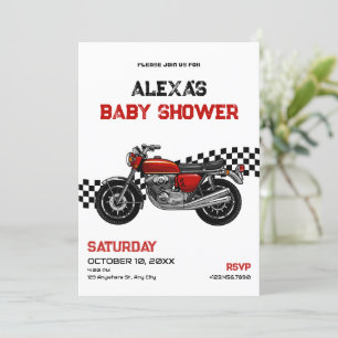 Invitación Ducha de bebé de moto clásica