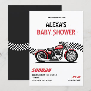 Invitación Ducha de bebé de moto clásica