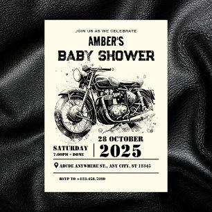 Invitación Ducha de bebé de motocicleta personalizada retro v