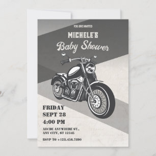 Invitación ducha de bebé de motocicleta retro vintage