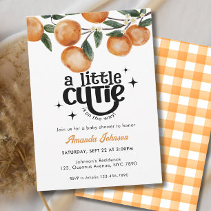Invitación Ducha de bebé de naranja cítrica Little Cutie acua