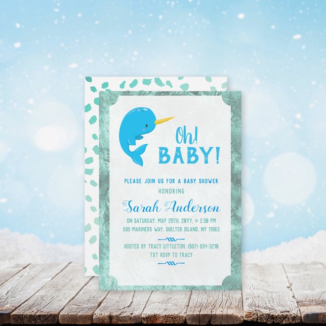 Invitación Ducha de bebé de narval azul (Subido por el creador)