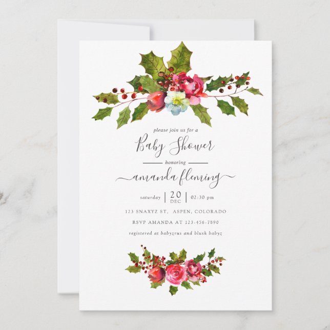 Invitación Ducha de Bebé de Navidad (Anverso)