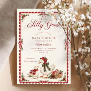 Invitación Ducha de bebé de Navidad Silly Goose
