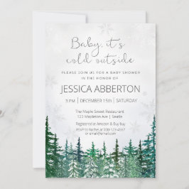 Invitación Ducha de bebé de navidades Winter Greenery