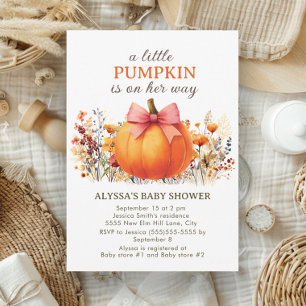 Invitación Ducha de bebé de niña boho floral de otoño Little