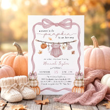 Ducha de bebé de niña calabaza pequeña otoño rosa