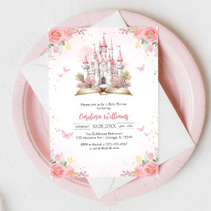 Invitación Ducha de Bebé de Niña Castillo de Cuento de Hadas