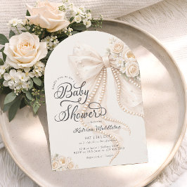 Invitación Ducha de Bebé de Niña con Lazo