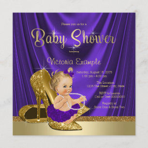 Invitación Ducha de Bebé de Niña con Zapatos de Tacón Alto Mo