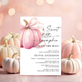 Invitación Ducha de bebé de niña de calabaza pequeña rosa