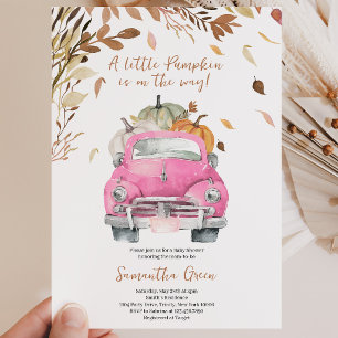 Invitación Ducha de bebé de niña de camión de calabaza rosa
