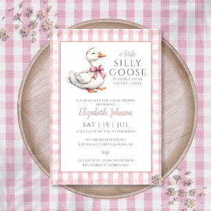 Invitación Ducha de bebé de niña de ganso rosa tonto