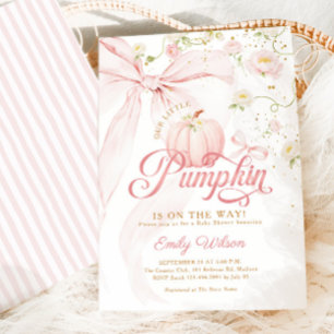 Invitación Ducha de bebé de niña de lazo rosa de pequeña cala