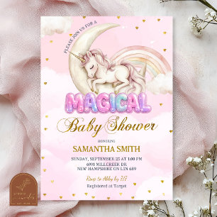 Invitación Ducha de bebé de niña mágica unicornio