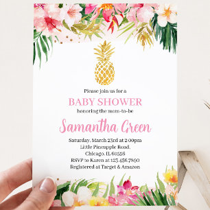Invitación Ducha de Bebé de Niña Piña