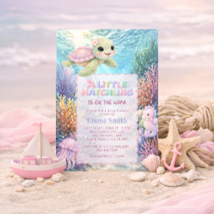 Invitación Ducha de Bebé de Niña Tortuga Linda Bajo el Mar