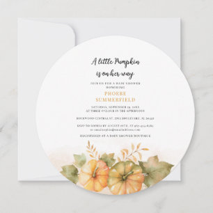 Invitación Ducha de bebé de niñas Otoño de calabaza Hojas de