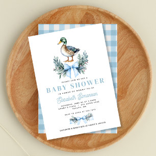 Invitación Ducha de bebé de niño azul Mallard Pato