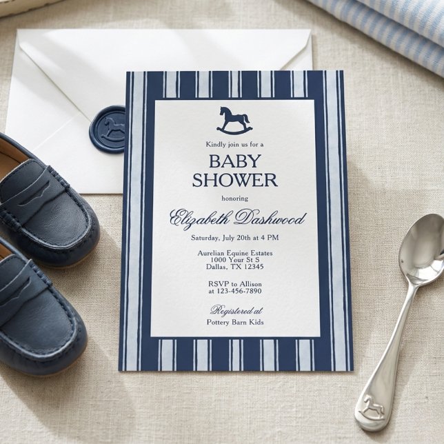 Invitación Ducha de bebé de niño con elegante caballo de bala (Subido por el creador)