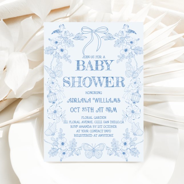 Invitación Ducha de bebé de niño con lazo de baño azul (Subido por el creador)