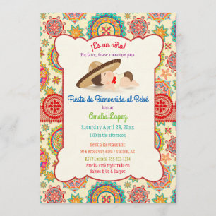 Invitación Ducha de bebé de niño con sombrero mexicano españo