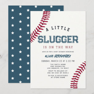Invitación Ducha de bebé de Niño de béisbol Little Slugger