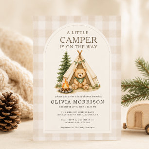 Invitación Ducha de bebé de niño de bosque Little Camper a cu