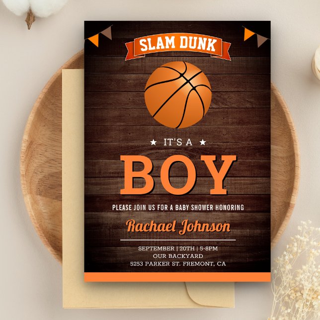 Invitación Ducha de bebé de niño de deportes de madera rústic (Subido por el creador)