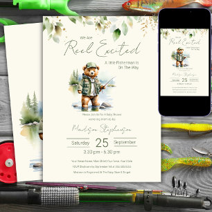 Invitación Ducha de bebé de niño emocionado carrete de pesca