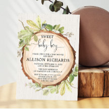 Ducha de bebé de niño rústico, bosque de bosques