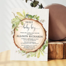 Invitación Ducha de bebé de niño rústico, bosque de bosques