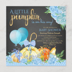 Invitación Ducha de bebé de niños calabaza pequeña rústica pi