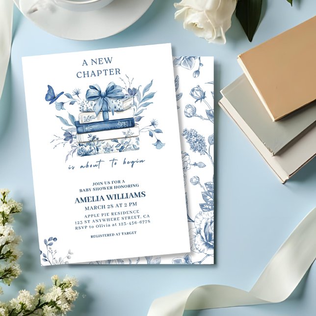 Invitación Ducha de bebé de nuevo capítulo en azul polvorient (Subido por el creador)