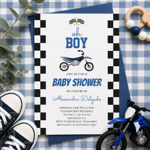 Invitación Ducha de bebé de Oh Boy Blue Dirt Bike