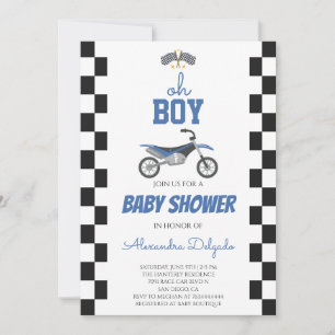 Invitación Ducha de bebé de Oh Boy Blue Dirt Bike