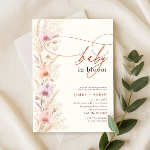 Invitación Ducha de bebé de orquídea silvestre floral boho